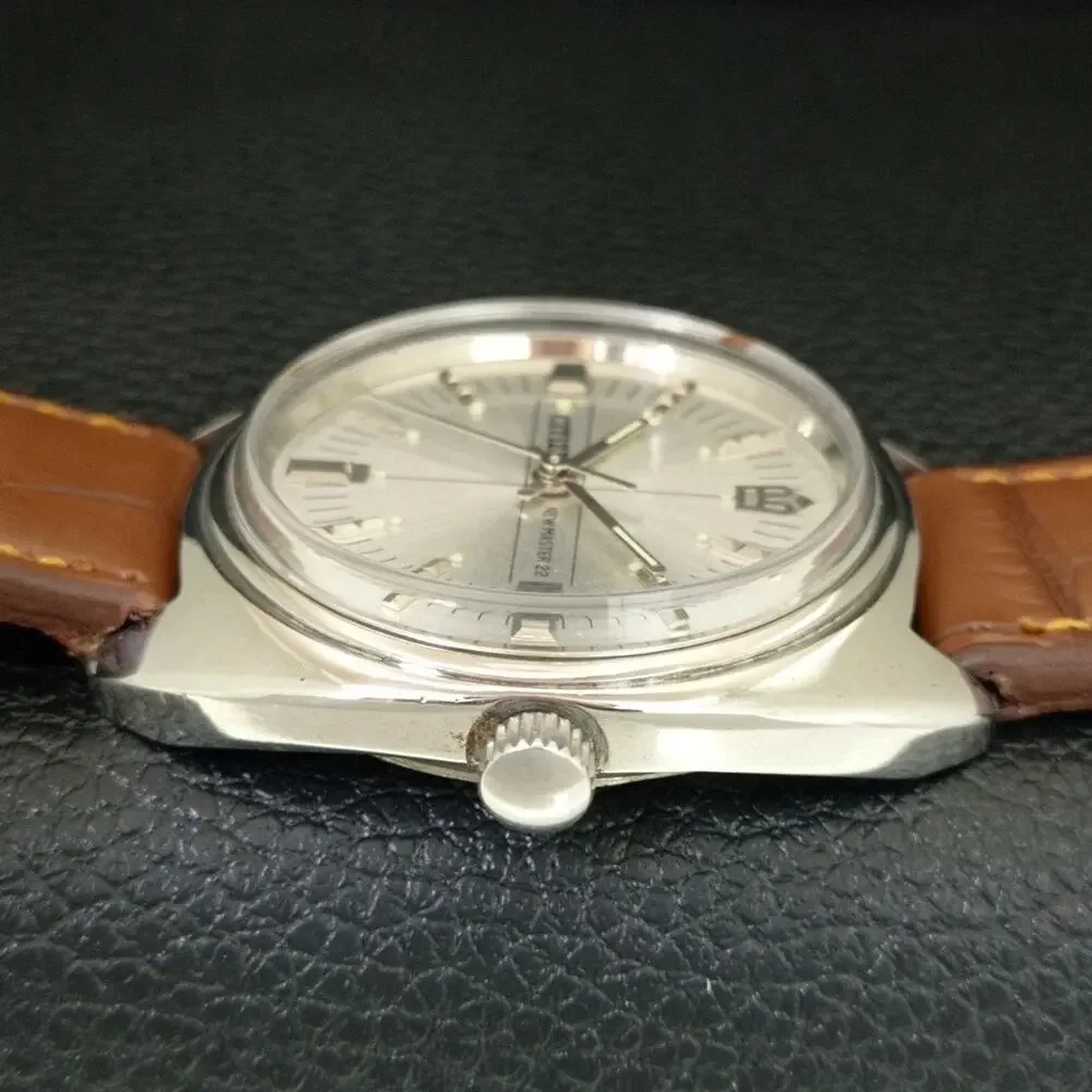 Vintage 1989 Citizen Manual Wound Mens Silver Watch & Silver accents